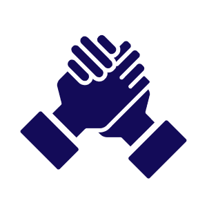 Icon of two hands grasping each other in a handshake, symbolizing agreement or partnership.