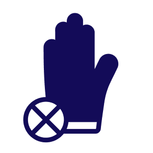 Icon of a glove with an "X" symbol over it, indicating a restriction or prohibition on its use.
